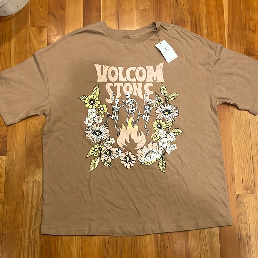 NWT Volcum stone Brown skeleton and butterfly oversized T shirt size XS